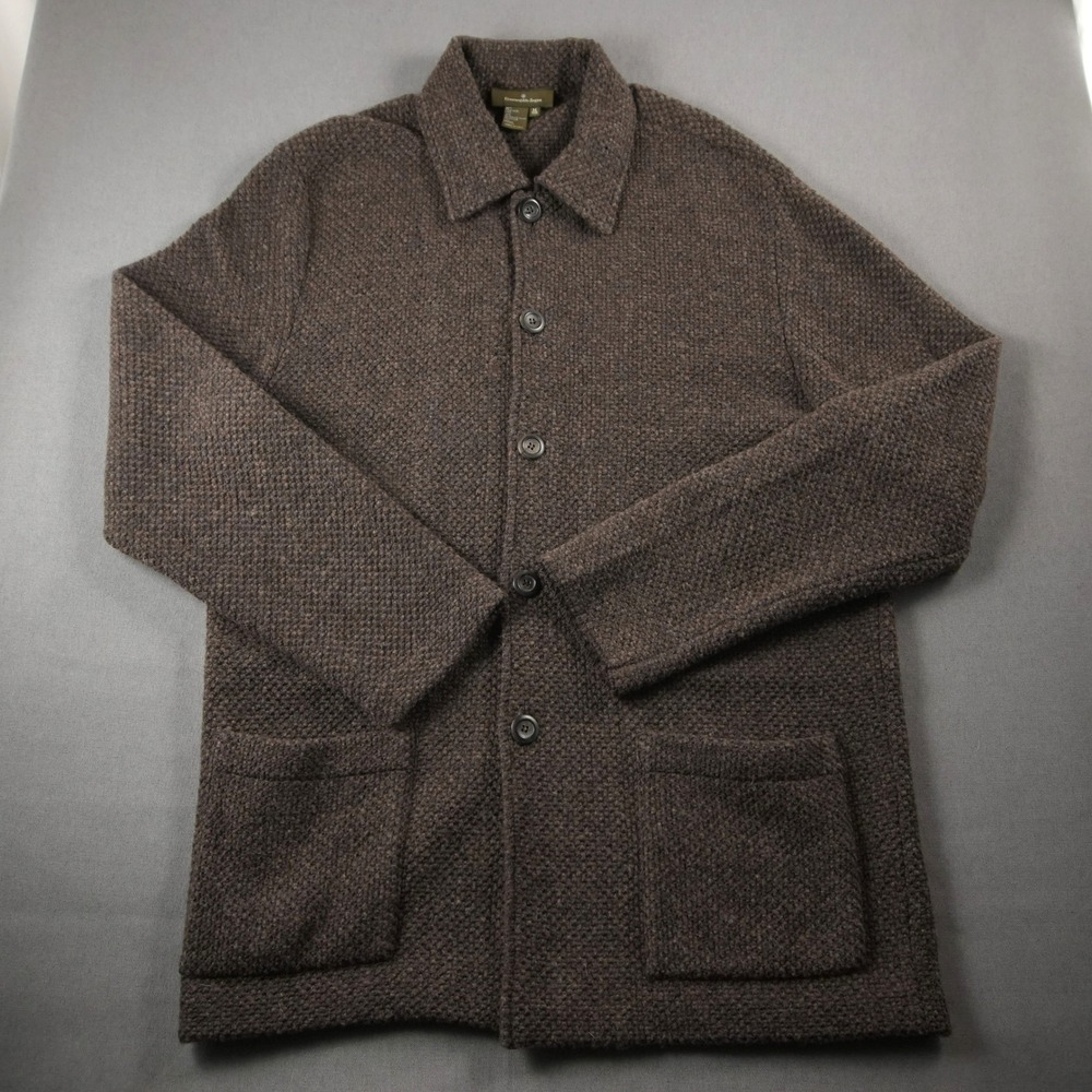 Ermenegildo Zegna Wool Nylon Overshirt Shirt Jacket Mens M Brown Italy